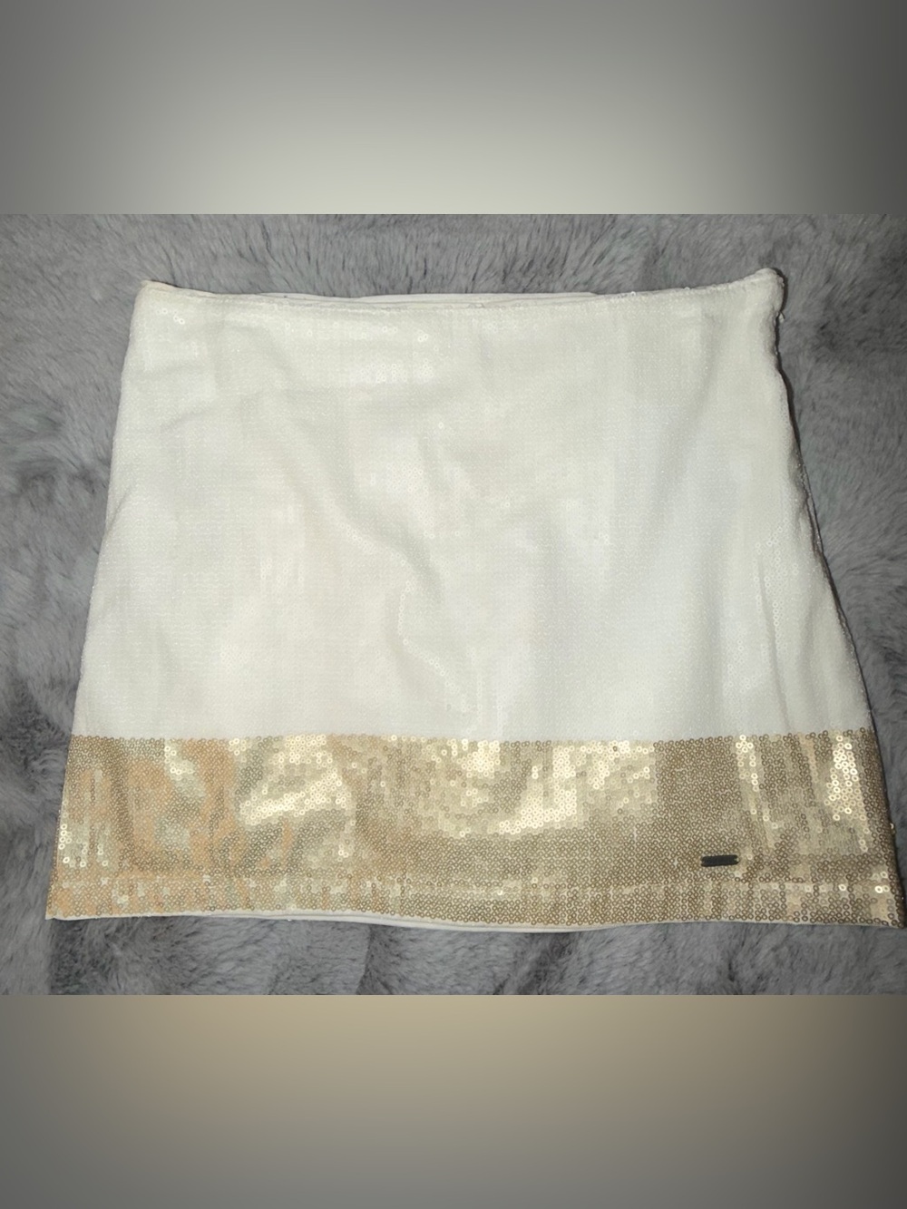 Hollister Mini Skirt with White/Gold Sequin Hem